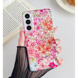 For Galaxy S23 Plus Case - Sparkle Bling Floral Design Scratch-Resistant Clear Anti-Yellowing Shell Military-Grade Shockproof Protection Soft-Touch & Slim Lightweight Cover (Pink Flower)