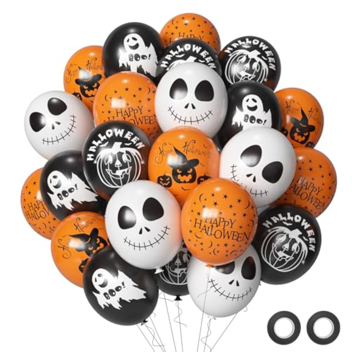 Halloween Balloon Set 50PCS Black Orange White Ghost Pumpkin Balloons for Spooky Party Decor