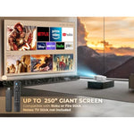 Mini Projector With Wifi And Bluetooth, 450Ansi 1080P Fhd Home Movie Projector, Portable Outdoor Projector With 250" Display+Zoom, Compatible W/Phone//Laptop/Tv Stickindoor&Outdoor