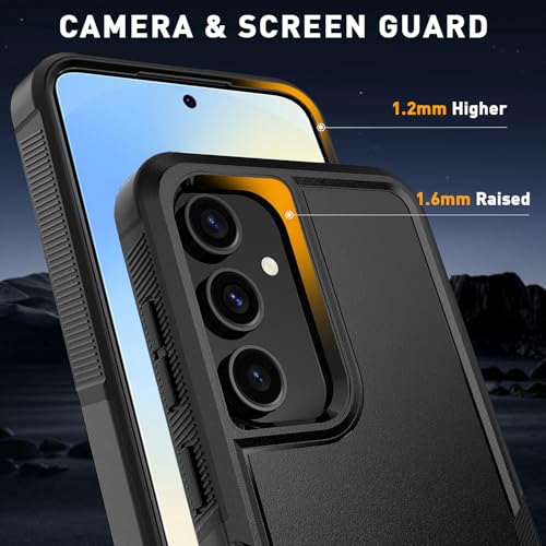 for  Galaxy S25 FE Case with HD Screen Protector, Military-Grade Shockproof & Dual-Layer Protection, Anti-Slip Grip Design Phone Case, Black