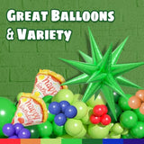 151pcs Green Balloon Garland Kit with Red Orange Blue Foil Balloons for Parties
