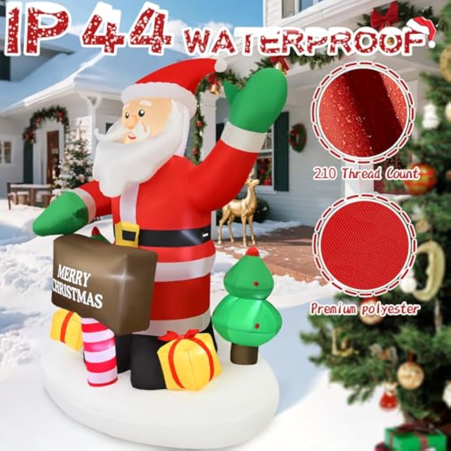 2025 Christmas Inflatable Santa 6Ft Holding Sign Santa Claus Christmas Inflatables Outdoor Decorations Xmas Santa Blow U