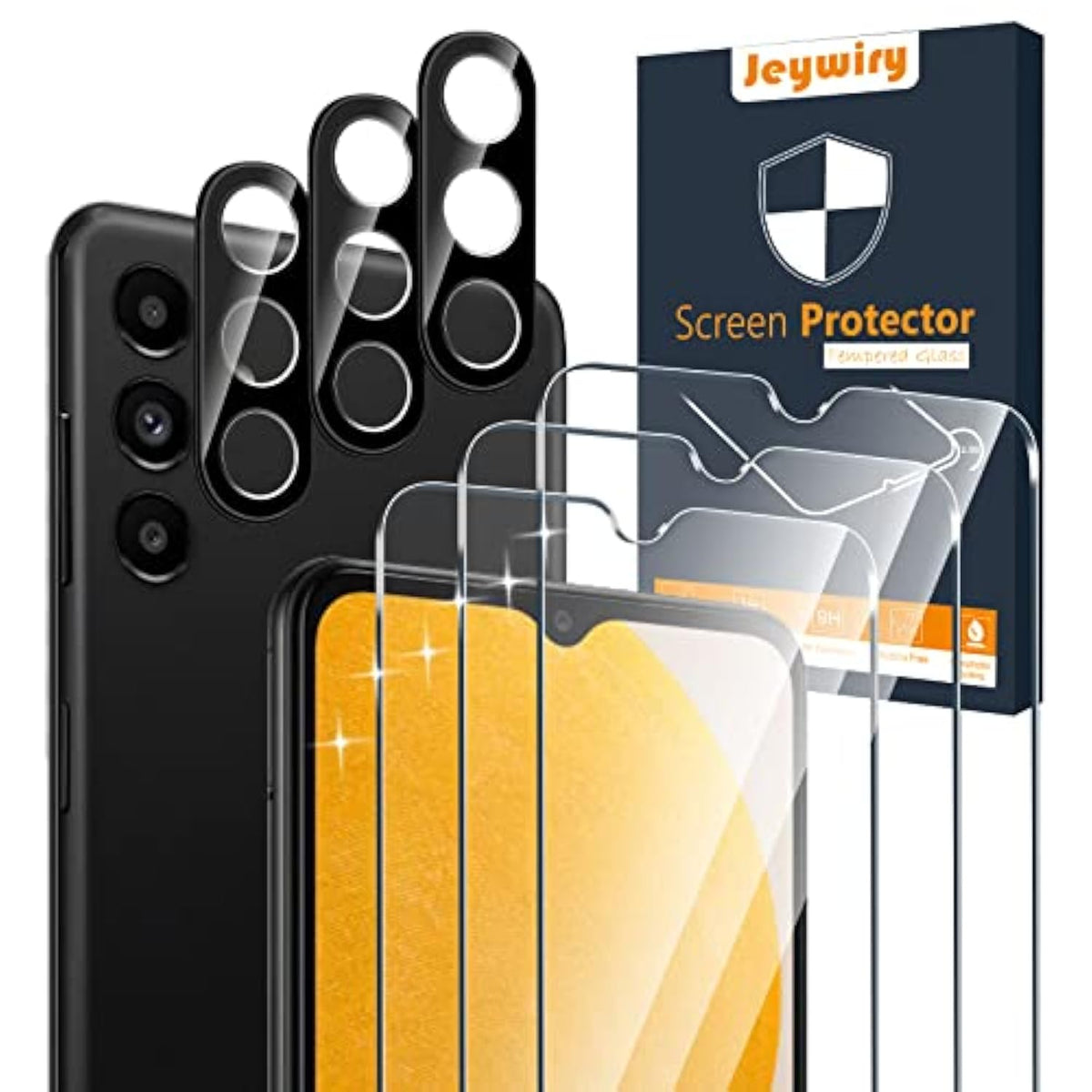 3 Pack Screen Protector Compatible For Samsung Galaxy A13 4G / 5G / Lte With 3 Pack Camera Lens Protector, Ultra Hd Tempered Glass, 9H Hardness, Anti-Scratch, Easy Installation - Case Friendly