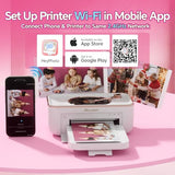 4X6 Photo Printer With 20 Sheets & 1 Ribbon, Portable Photo Printer For Iphone/Android, Ideal Gift For Home & Scrapbooking Use, White