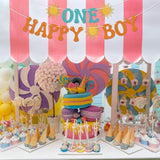 One Happy Boy Banner - Boy'S 1St Birthday Decor, First Trip Around The Sun Decor, Sunshine First Birthday Party Decorations For Boy