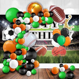 Ball Theme Balloon Garland Kit,Sport Balloons Arch Garland,Green Black Orange White Balloons Ball Foil Balloons For Sports Theme Party Games Garden Theme Birthday Party Celebration Party