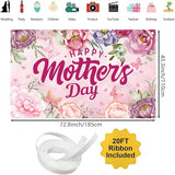 Mothers Day Decorations, Happy Mothers Day Backdrop Banner, Pink Flowers Mother's Day Photography Background for Mother's Day Indoor Outdoor Home Decorations