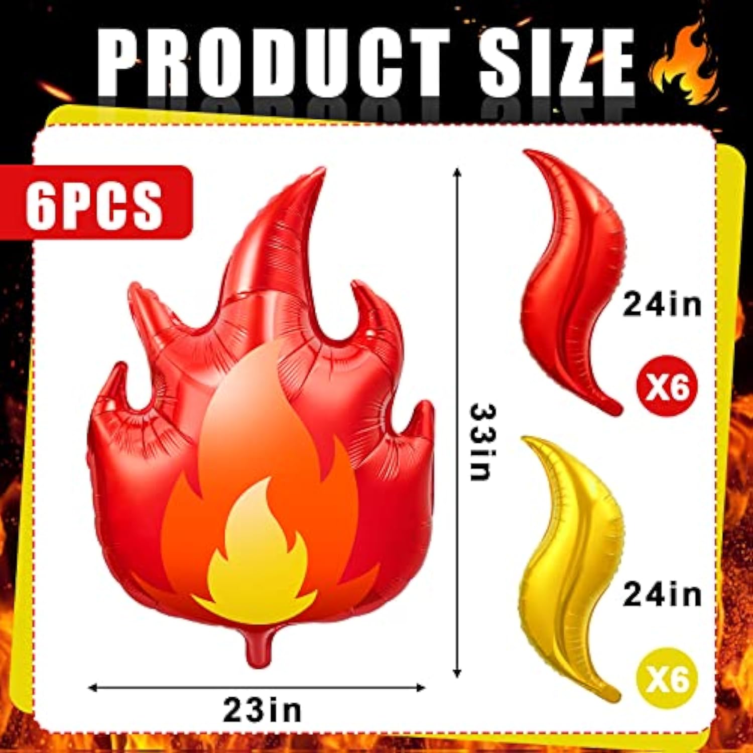 18pcs Fire Truck & Flame Balloons for Firefighter Birthday or Campfire Theme Party Decor