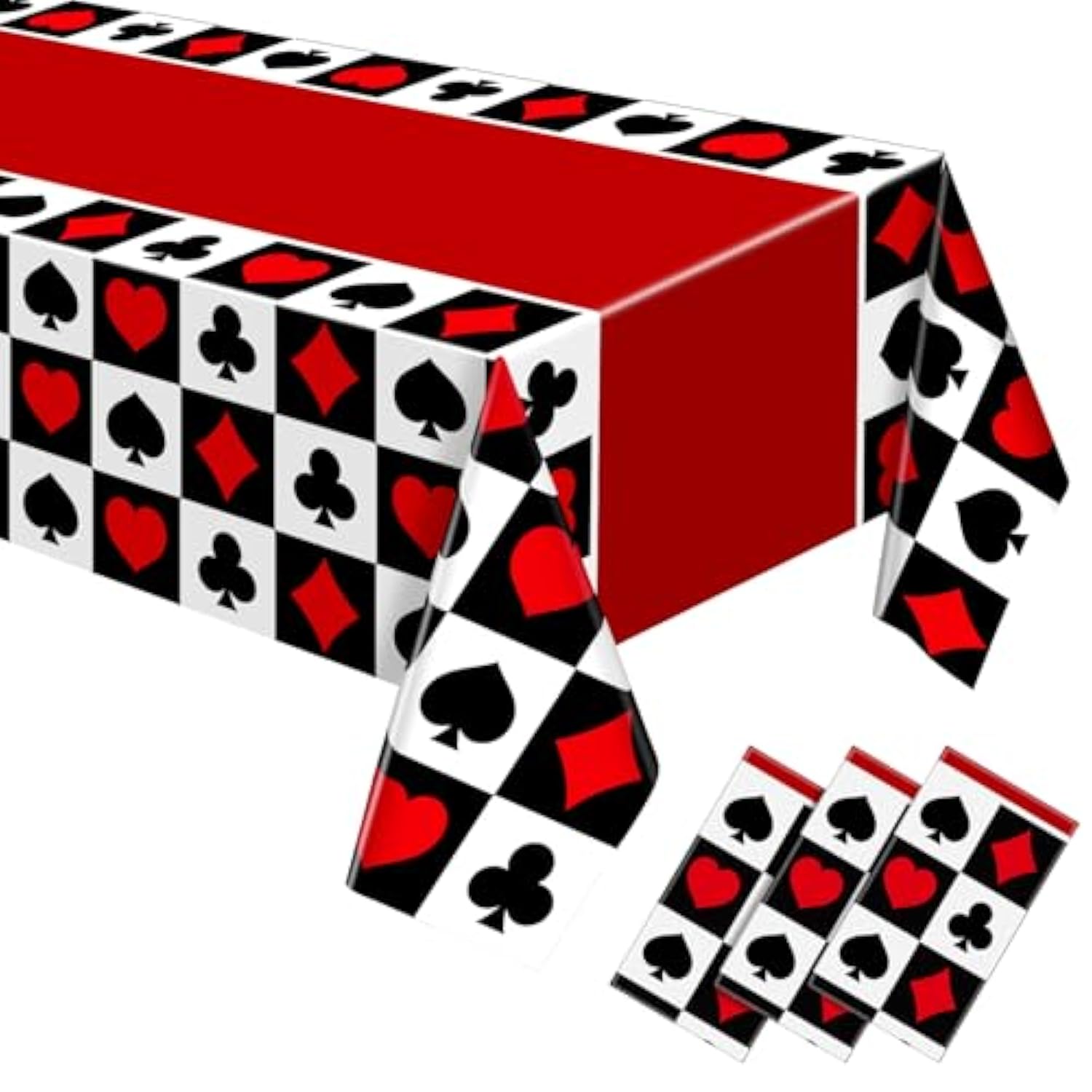 3 Pcs Casino Theme Party Decorations Poker Tablecloth Poker Plastic Disposable Table Cover Casino Theme Tablecloth For Game Birthday Playing Card Party Picnic Supplies, 51 X 108 Inch (Plaid)