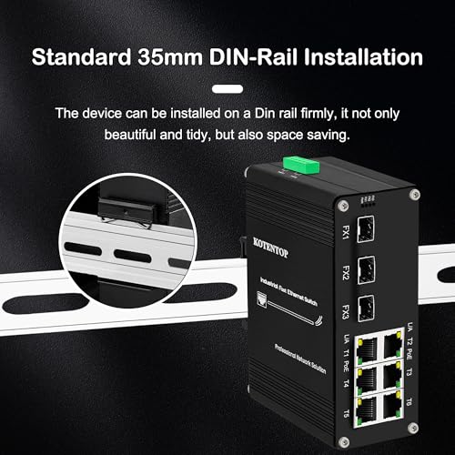 9-Port Unmanaged Industrial Ethernet Hardened Network Fiber Switch With 6 X 10/100Base-T Rj45 Plus 3 X 100Base-Fx Sfp,Support 12~48Vdc, Ieee802.3Af/At Poe Budget 180W,Ip40,Din Rail Mounting, Safety