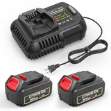 20V 6000Mah Replace Battery For Dewalt With Dcb112 Charger, 2 Packs 20V Max 6.0Ah Lithium Battery With 20V Charger Comaptible With Dewalt Dcf Dcd Dcg Series 20V Cordless Power Tools And Charger