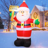 8 Ft Christmas Inflatables Santa Claus Outdoor Decorations Blow Up Yard Santa Claus Holding Merry Xmas Sign With Built-I