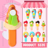 24 Pack Mini Portable Fans With Cards Gifts Cute Animal Fruit Ice Cream Handheld Press Cooling Fans For Summer Birthday Party End Of The Year Pool Outdoor Activity Prize Exchange(Ice Cream)