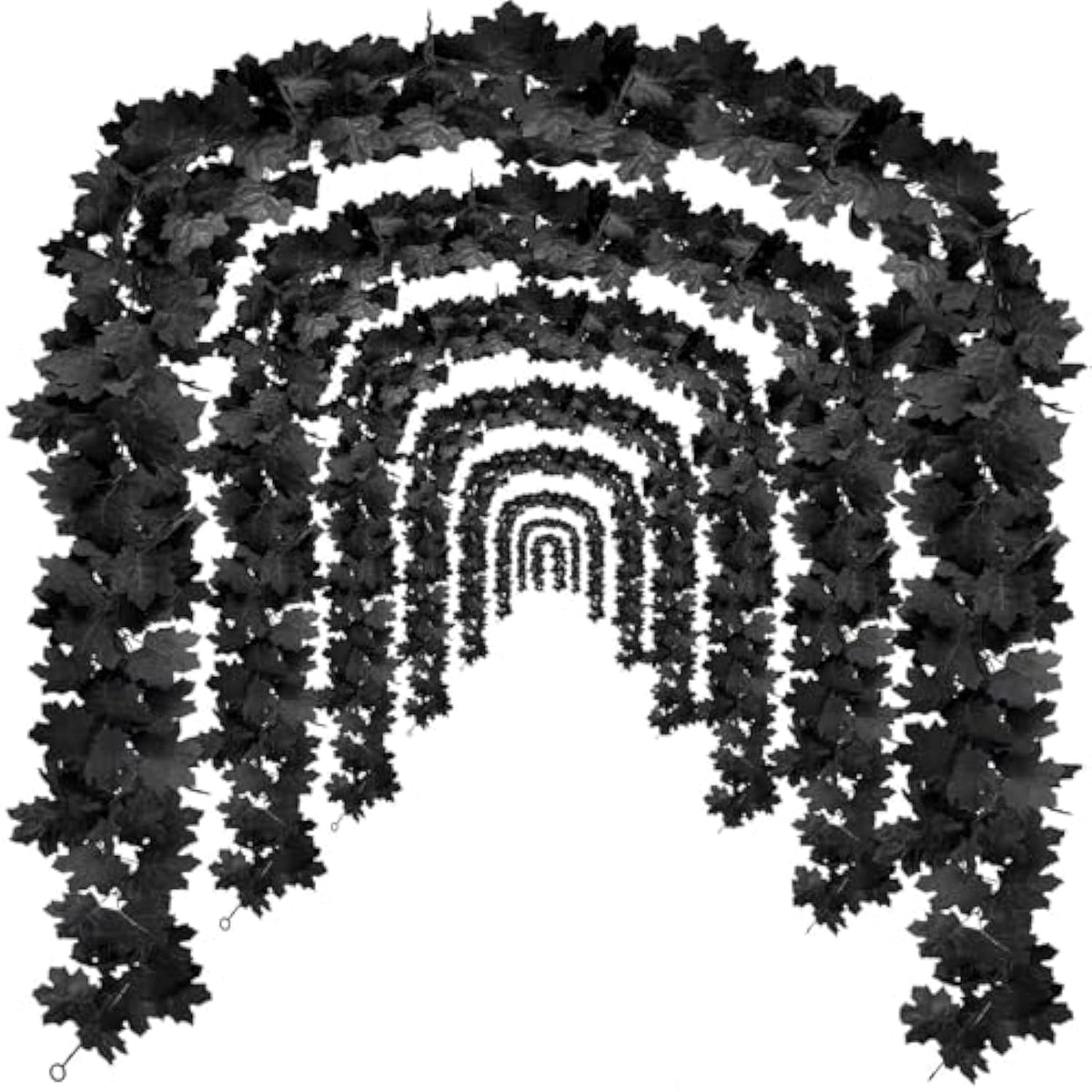 4Pcs Black Leaf Garland - 23.6Ft Hanging Maple Vines for Halloween, Thanksgiving & Party Decor