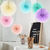 Pastel Rainbow Paper Fans: Party Decorations, Wall Hanging Set