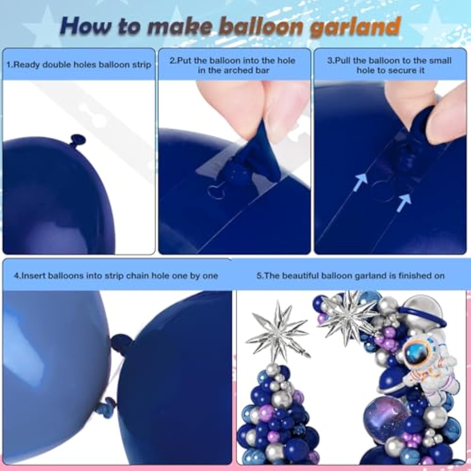 135pcs Space Balloon Arch Kit with Astronaut Foil Balloons for Galaxy Party