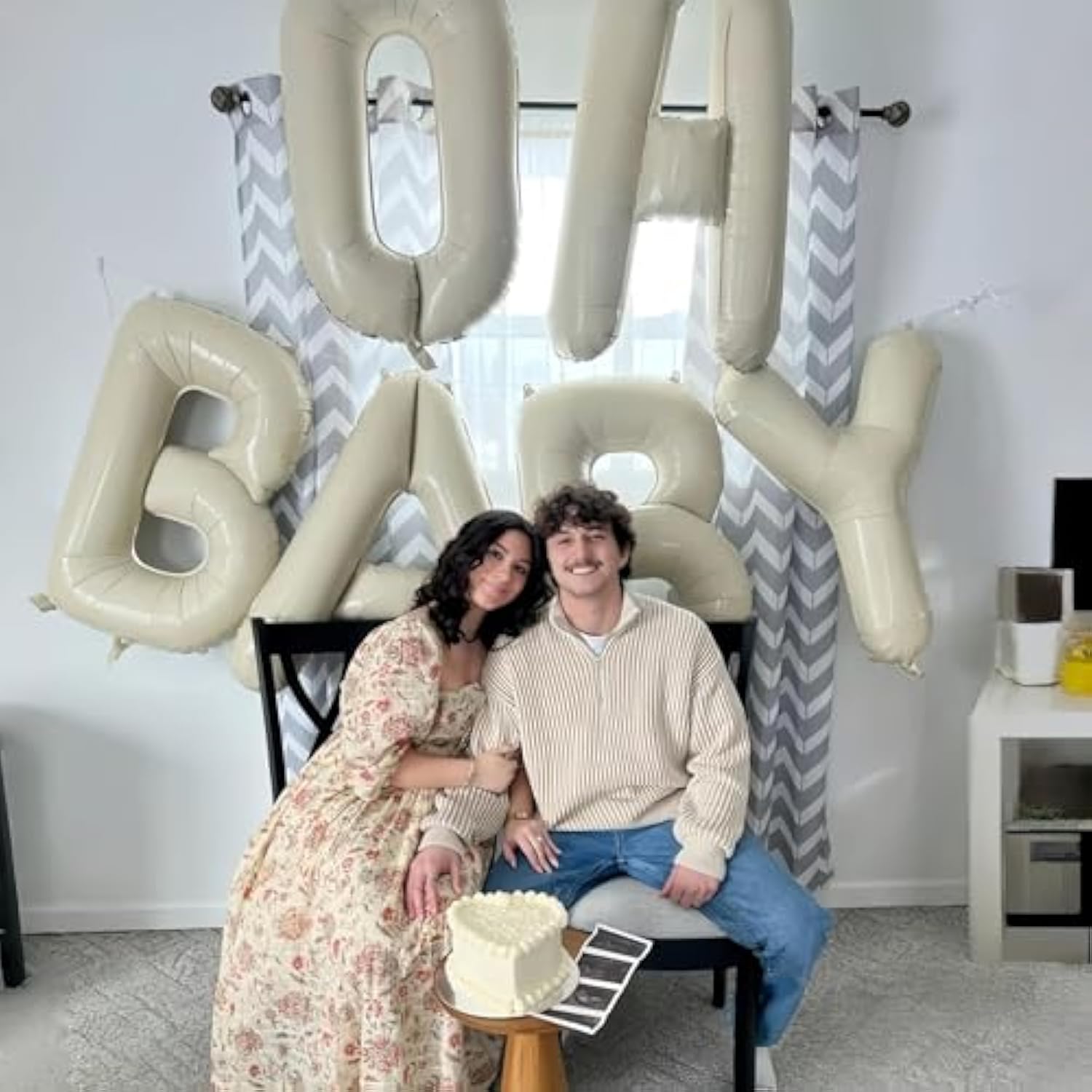 40" Beige OH BABY Balloon Banner, Cream Letters for Baby Shower Décor