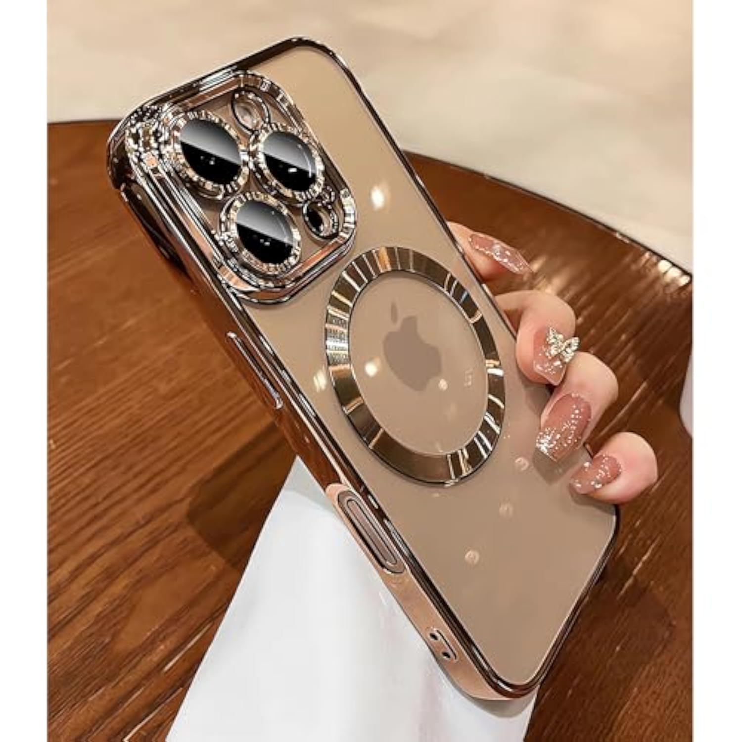 Magnetic Case For Iphone 16 Pro Max 6.9" Compatible With Magsafe, Military-Grade Protection, With Camera Protector, Clear Scratch-Resistant Back Cover For Iphone 16 Pro Max - Gold