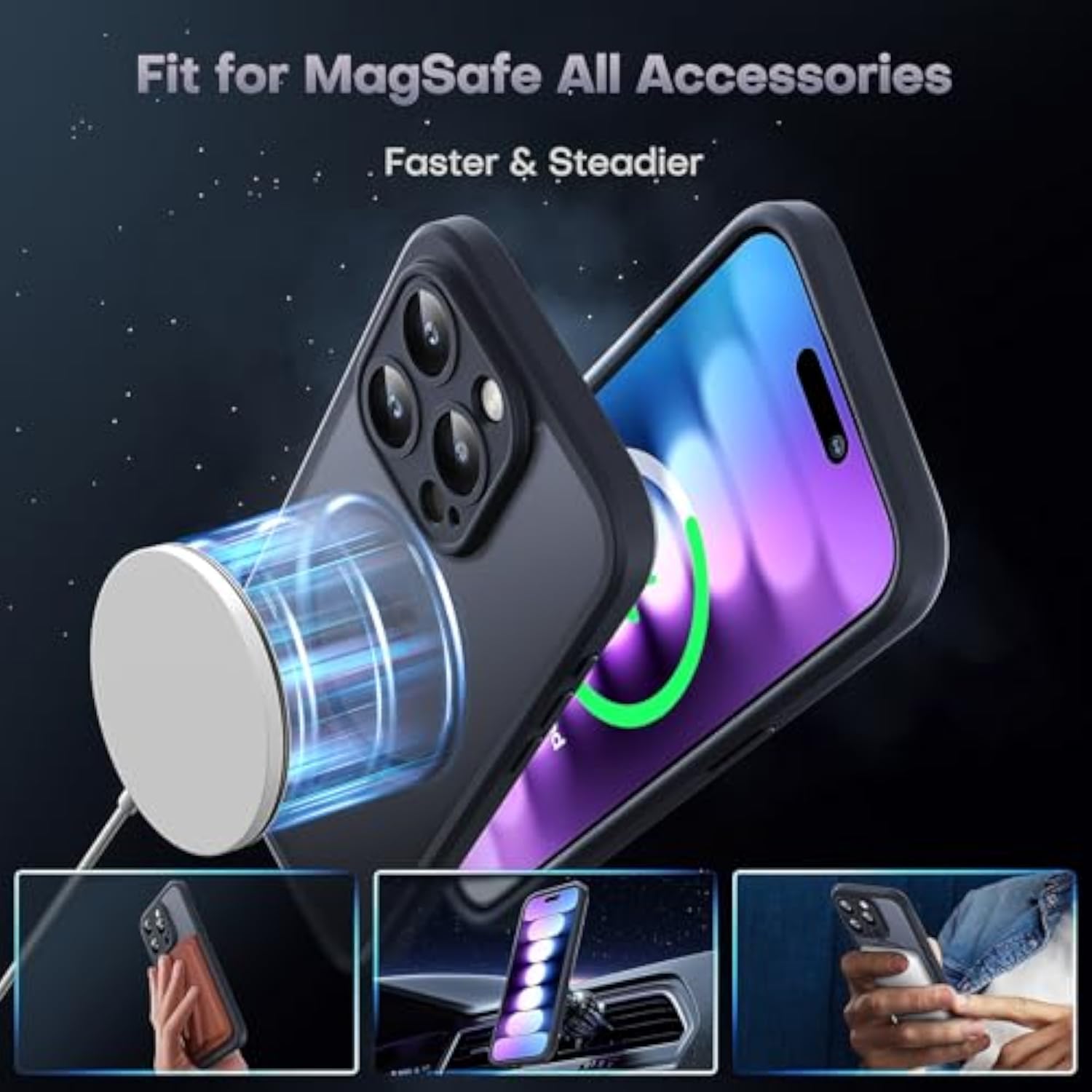 iPhone 15 Pro Max Case Compatible with MagSafe Black