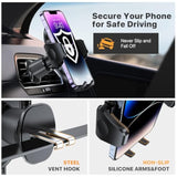 Phone Holder with Metal Hook Clip, Air Vent Mount for All Smartphones, Black