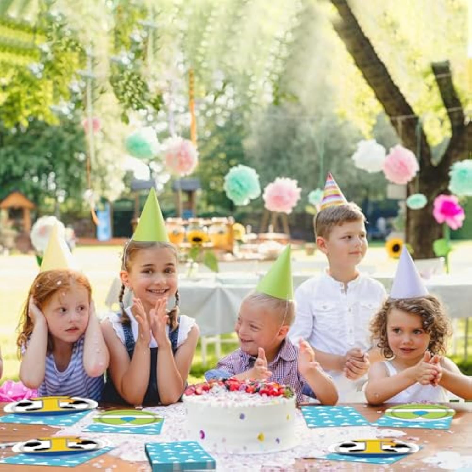 Cartoon Story Birthday Party Supplies - 40Pcs Story Theme Plates And Napkins Blue Sky White Clouds Cow Disposable Paper Plate For Girls Boys Birthday Decorations For 10 Guests