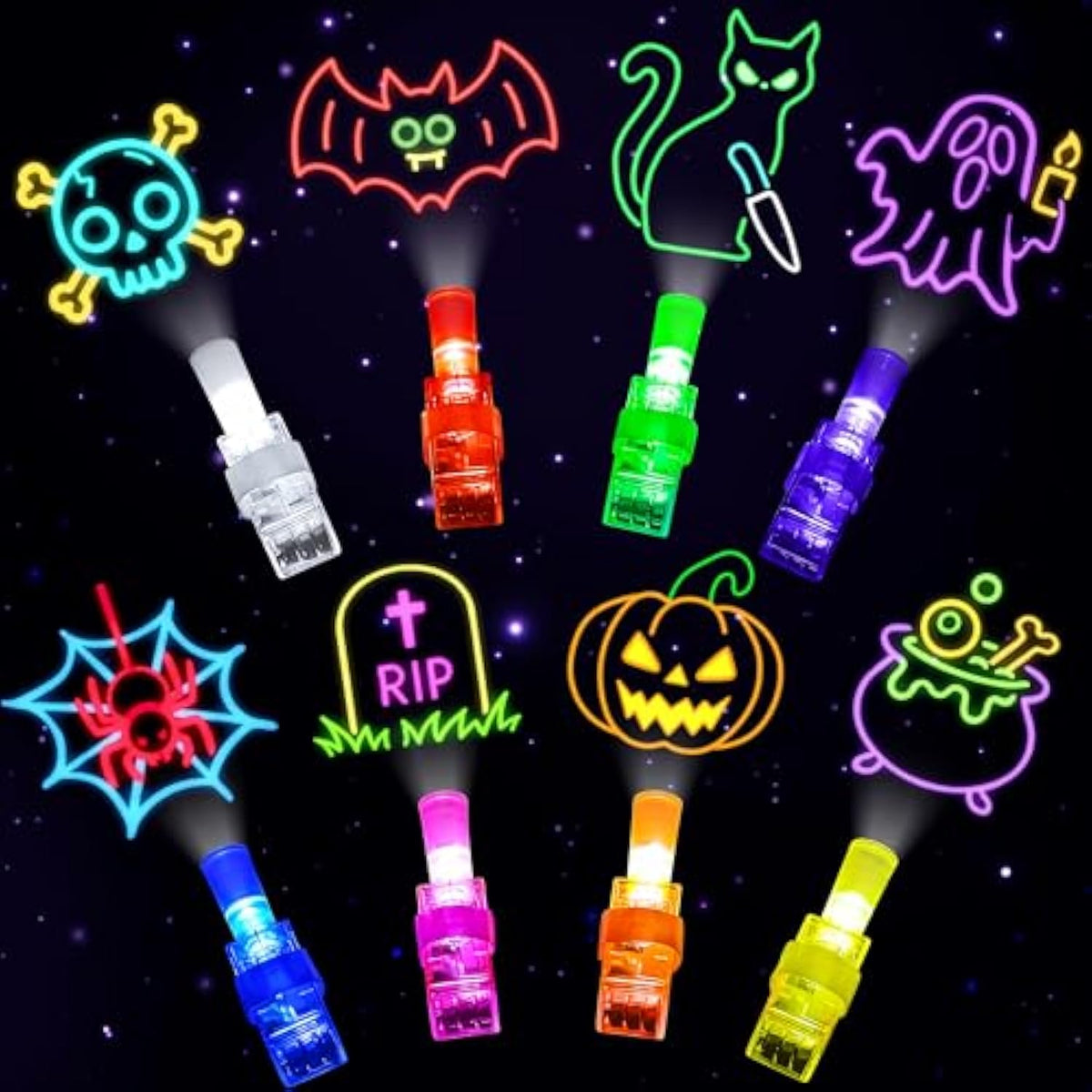 Halloween Party Favors 40Pcs Light Up Halloween Toys In Bulk Finger Light For Kids Halloween Goodie Bag Fillers Basket Stuffers Trick Or Treat Gifts Classroom Prizes