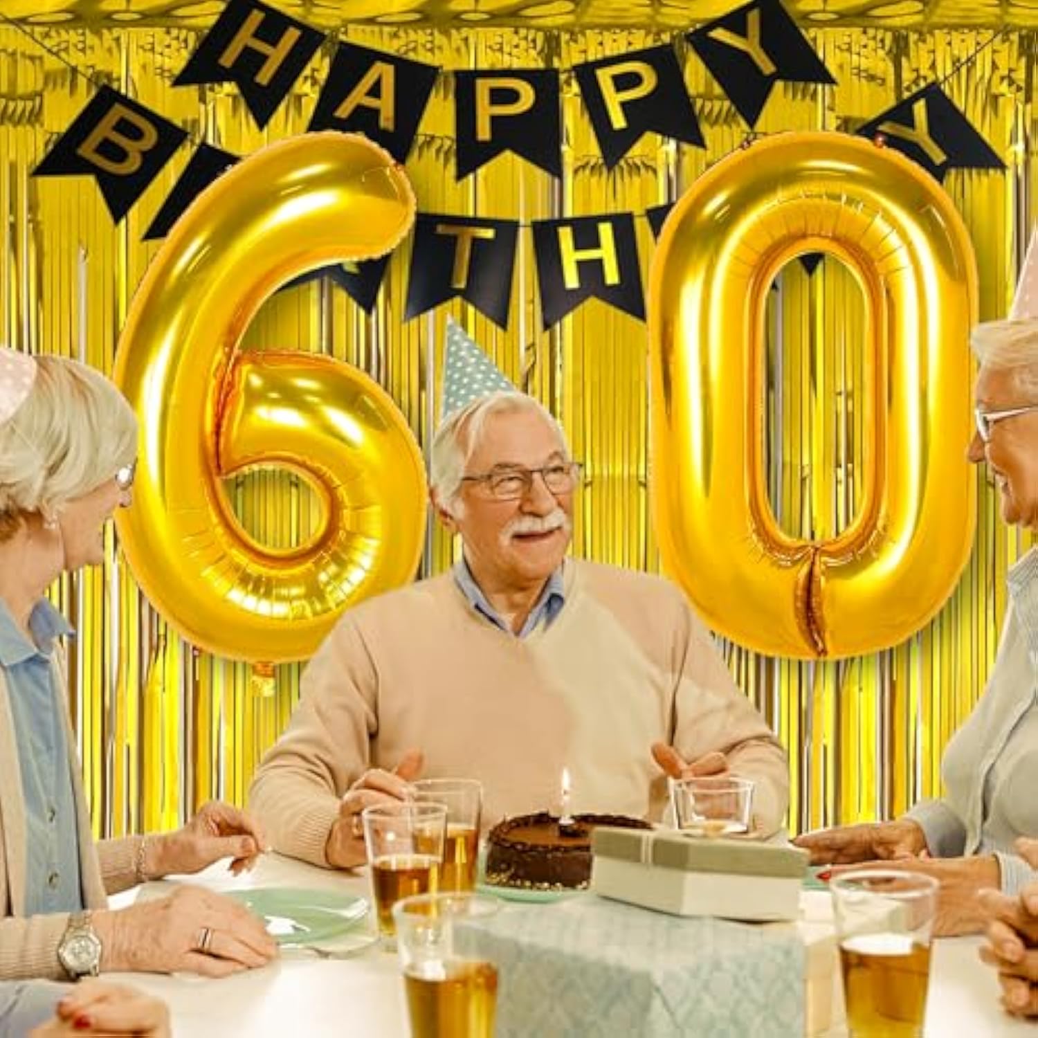 42" large gold number 60 foil balloon for birthday or anniversary party décor