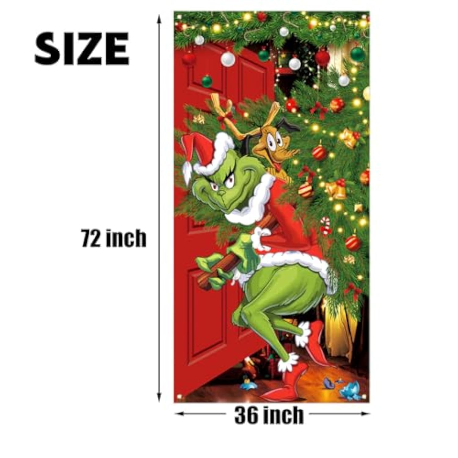 Merry Grinchmas Banner, 71 X 35In Polyester, New Year Christmas Decor For Home Party