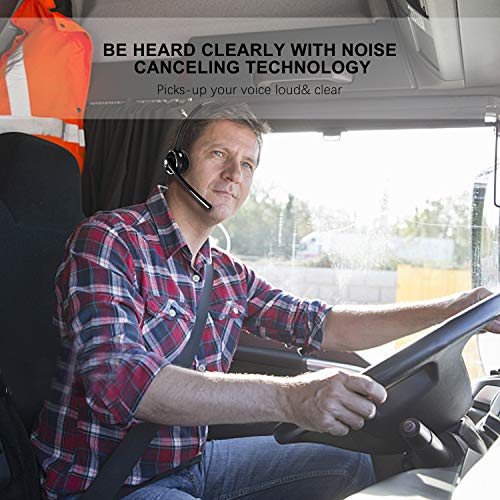 Trucker Bluetooth Headset Wireless Headset with Microphone Over The Head Headset with Noise Cancelling Sound On Ear Car Earphones Office Earpiece for