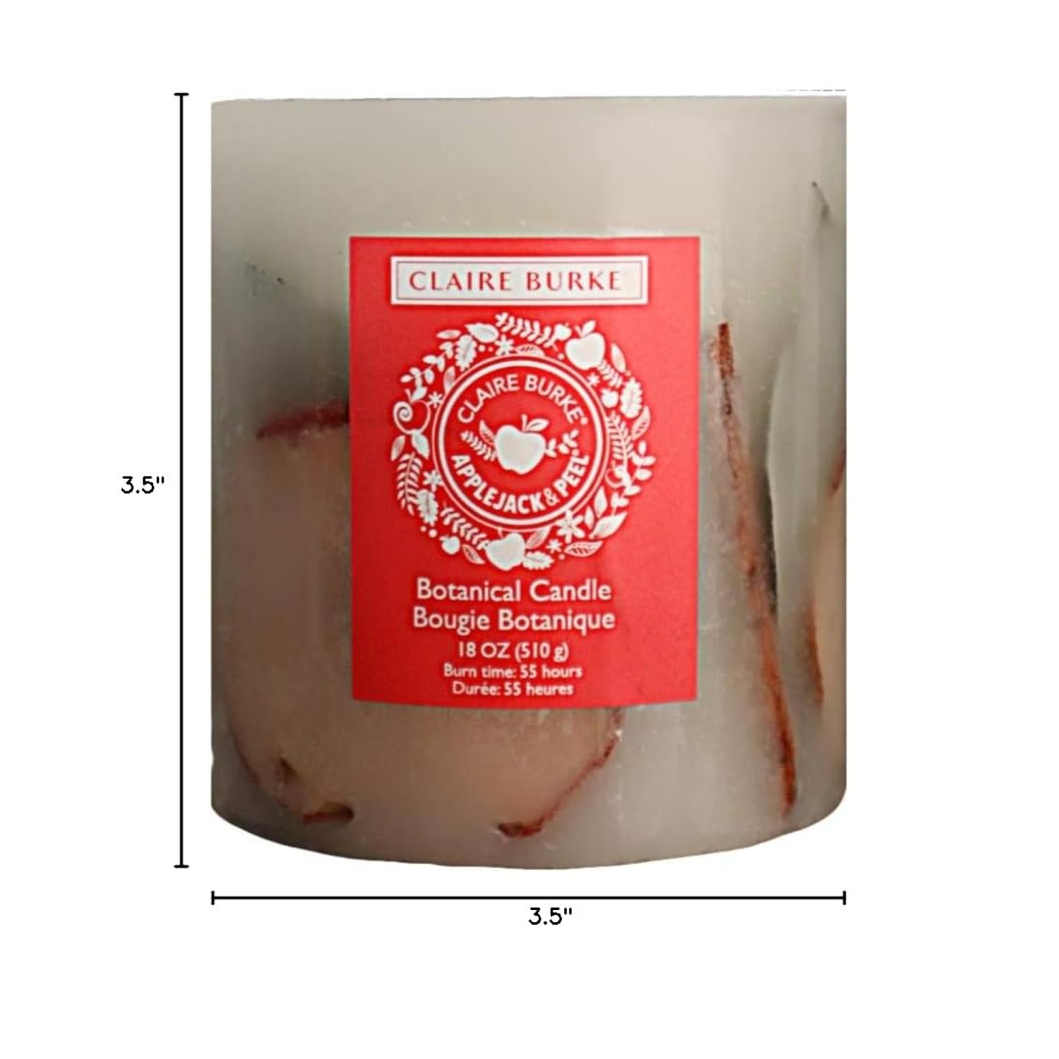 Claire Burke Decorative Botanical Candle, Applejack & Peel Scent 18 Ounces, 1 Count