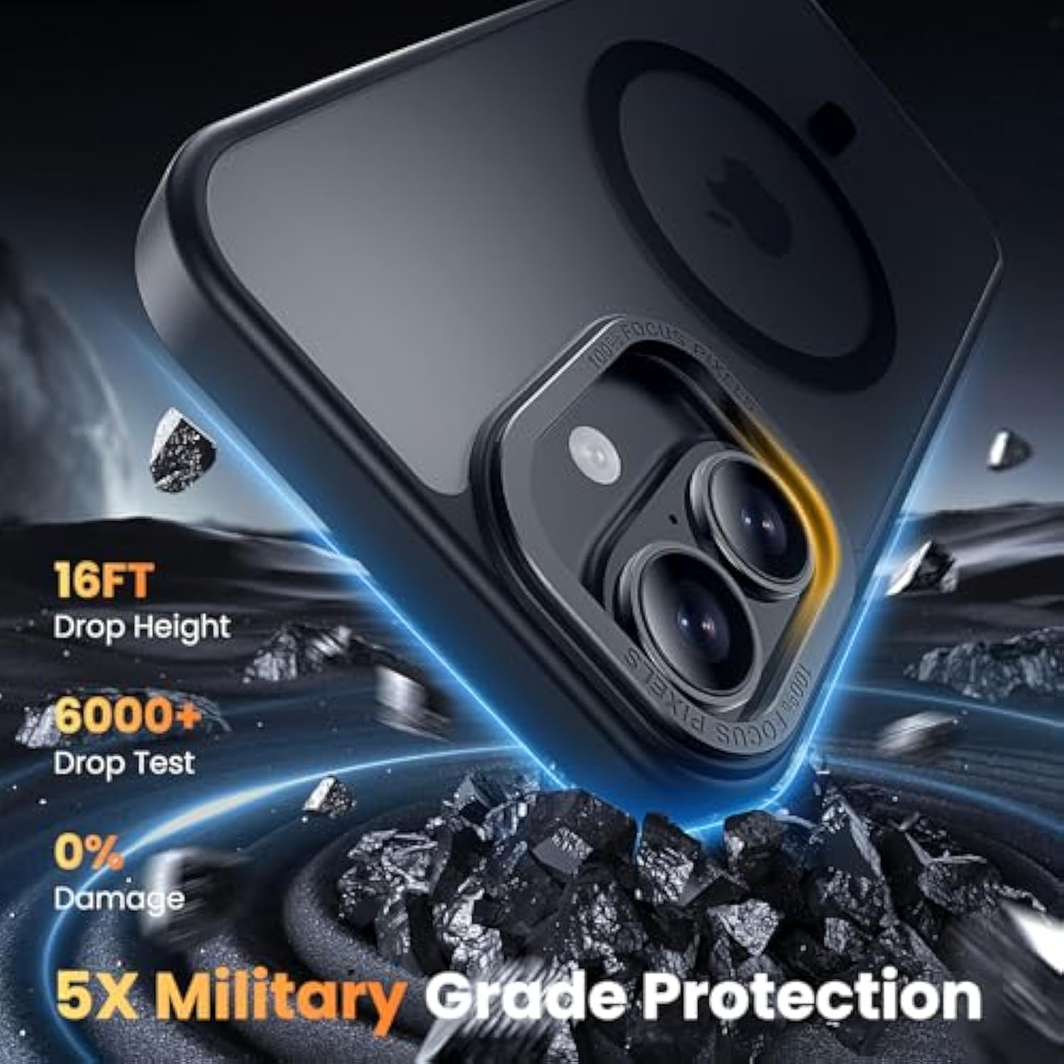 3 In 1 For Iphone 16 Plus Case Magnetic With 1X Screen Protector + 1X Camera Lens Protector [16Ft Military-Grade Drop Protection] Translucent Matte Cover For Iphone 16 Plus 6.7", Black