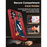 Samsung Galaxy S25 Ultra Case with Card Holder (4 Cards), Red - Protective Phone Case with Card Slot