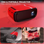 Mini Projector With Wifi Portable Projector Support 1080P 170" Mini Hd Movie Projector, Outdoor Projector Compatible With Phone/ Tablet/ Laptop/ Tv Stick/ Ps4/ Hdmi/Usb Red Black