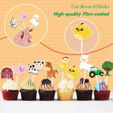 36 Pcs Farm Cupcake Toppers - Farm Animal Birthday Decorations Animal Cake Toppers Picks Barnyard Party Decorations For Kids Baby Shower Birthday Tractor Theme Party Supplies