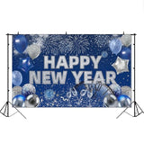 Happy New Year 2026 Blue Backdrop Banner for Party and Photo Booth Decor