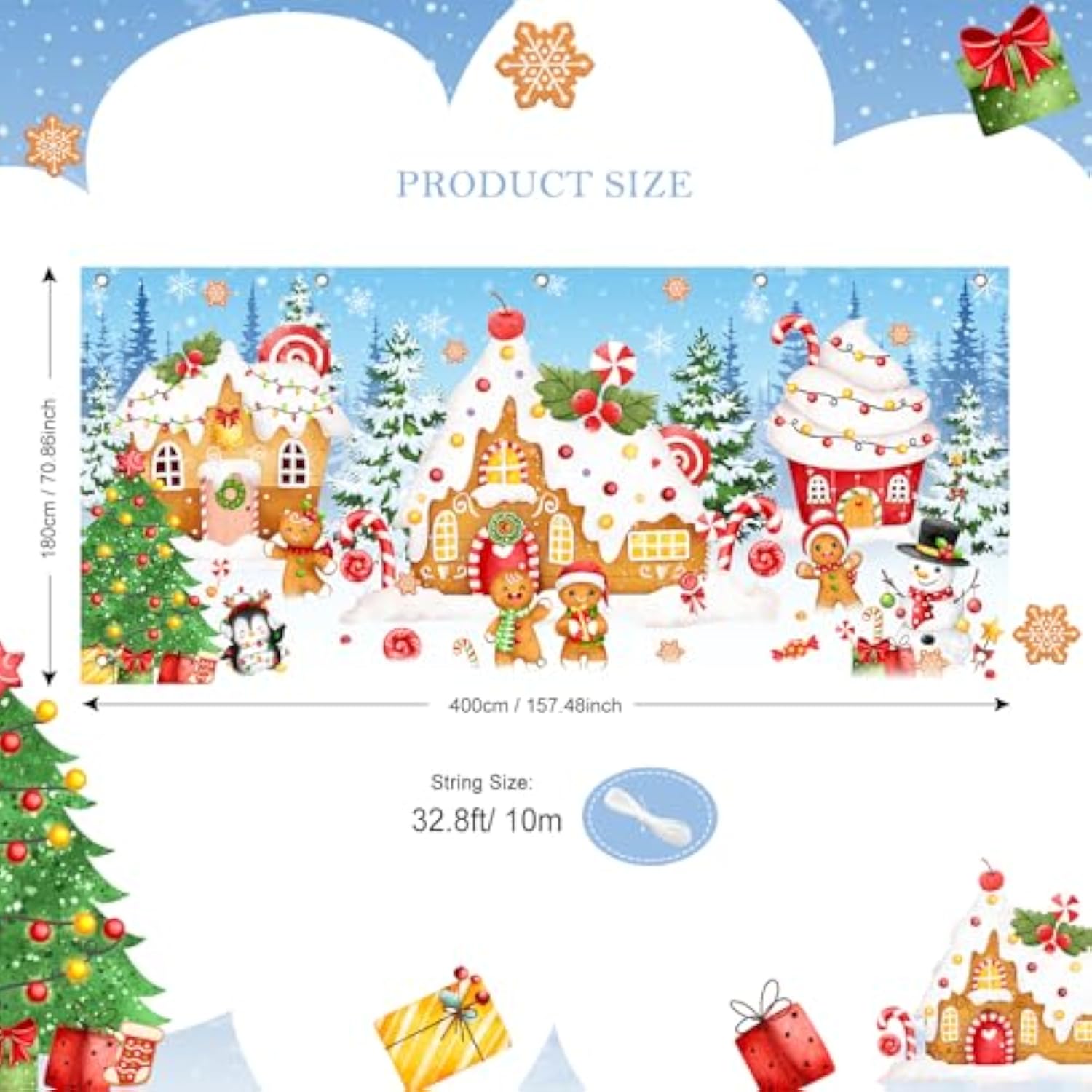 Christmas Garage Door Banner Gingerbread House Party Decorations Merry Christmas Garage Door Backdrop Sweet Xmas Winter Holiday Party Decor 6 X 13 Ft