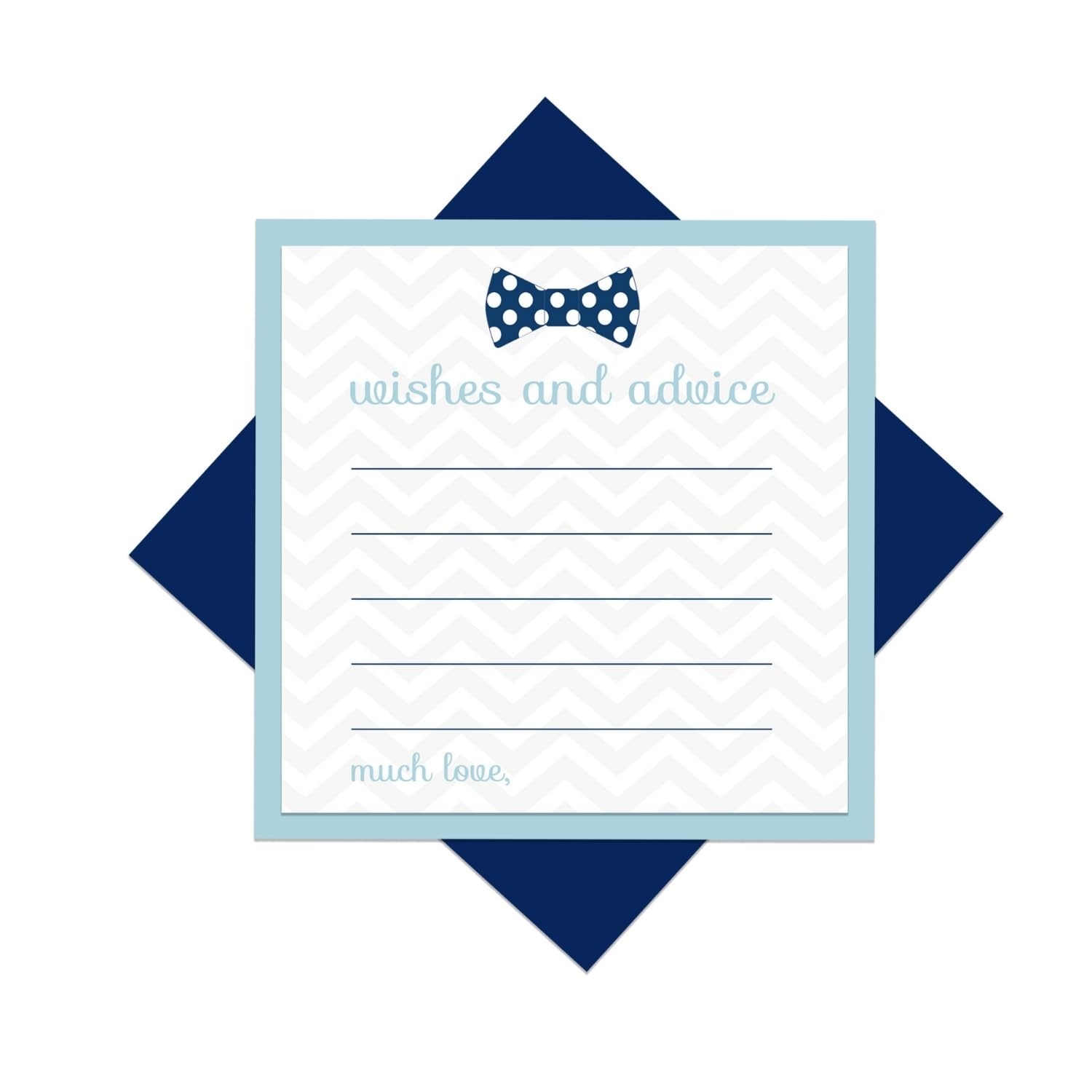 Bow Tie Advice Cards (25 Pack) Fun Baby Shower Game - Best Wishes For New Parents - Unique Advice Guest Book Alternative For Graduations, Birthdays & Time Capsules - 4X4 Cards