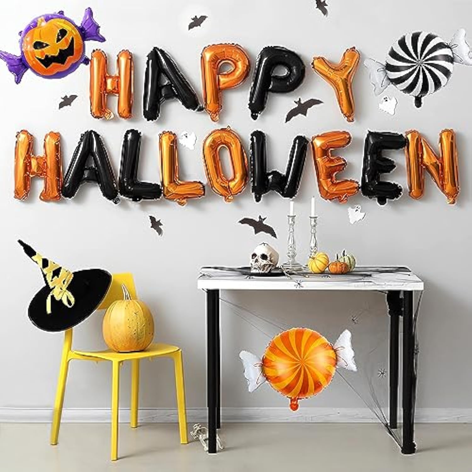 Halloween Foil Balloons: Pumpkin & Candy Party Decorations