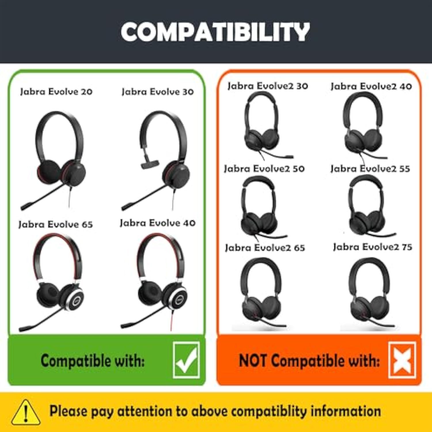 Earpads Replacement Cushion Compatible With Jabra Evolve 20/30/40/65 Headsets Premium Ear Pads With Softer Protein Leather/Memory Foam