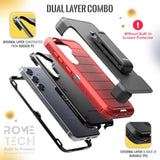Designed For Samsung Galaxy S25 Case With Belt Clip Holster & Kickstand, Screenless Dual-Layer Shockproof Phone Case - Red & Black