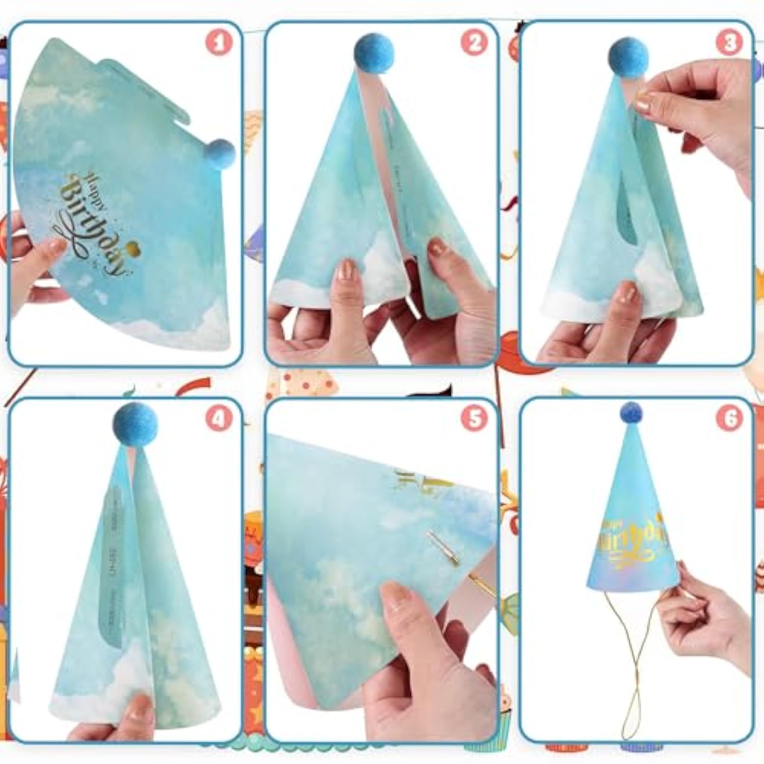 20 Pcs Birthday Party Hats For Adults Birthday Sunglasses Funny Rainbow Party Cone Hats With Pom Poms Photo Props Supplies(Rainbow Style)