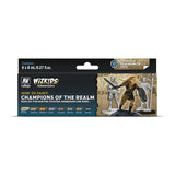 - Wizkids | Champions Of The Realm | Modeling Wargames Premium Paints Set | Ideal For Your Fighter Miniatures Featuring Swords And Leather | Contains 8 Bottles X 8 Ml. (0.27 Fl.Oz.)