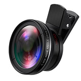 (Upgraded) Phone Camera Lens, 0.45X Super Wide Angle Lens, 15X Macro Lens, Clip-On 2 in 1 Professional for iPhone Lens Kit for TIK Tok, Vlog, Yotube,