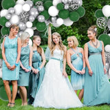 Dark Green White Silver Balloon Garland Arch Kit - 122Pcs White Dark G