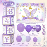 Purple Butterfly Baby Shower Decorations For Girl?Purple Balloon Garland Arch Kit?Purple Butterfly Baby Boxes And Butterfly Backdrop Kit For Baby Shower Butterfly Birthday Lavender Party Decorations