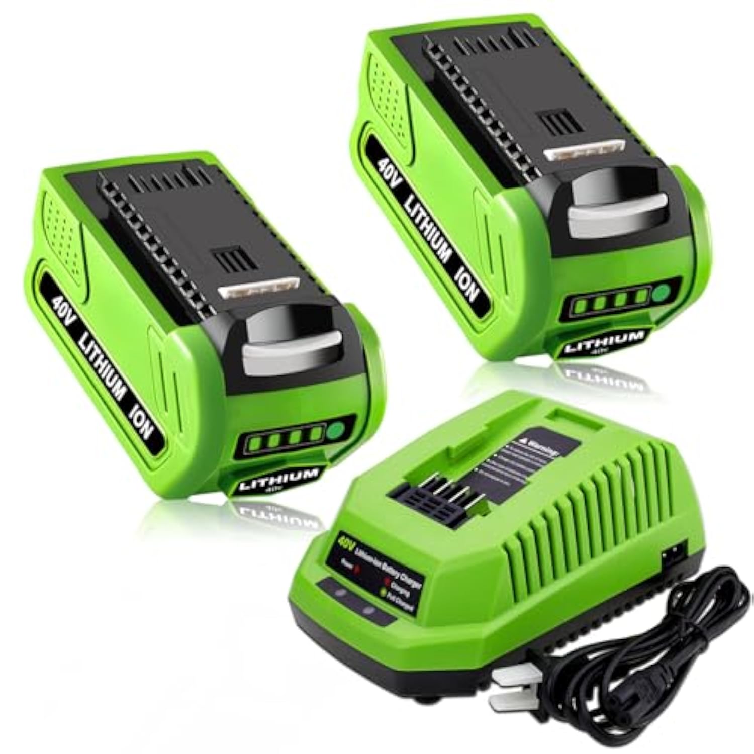 Replacement Battery And Charger For Greenworks 40V Battery Lithium Battery Compatible With Greenworks G-Max Battery 40 Volt Cordless Chainsaw Power Tools 2Pack (Red)