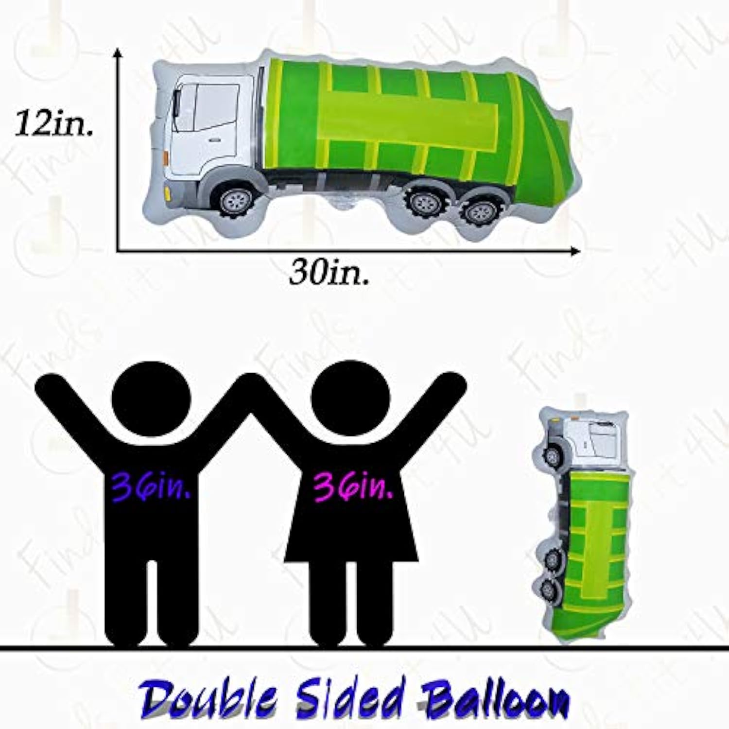 Garbage Truck Balloon - 2 Large Trash Truck Foil Balloons - Garbage Tr