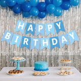 Happy Birthday Banner Light Blue Wall Door Garland with White Letters