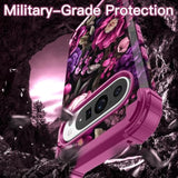 For Google Pixel 10/10 Pro Case, Floral Shockproof Rugged Heavy Duty 3 In 1 Hybrid Sturdy High Impact Protective Cover, Magenta