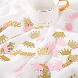Glitter Crown Confetti Pink And Gold One Table Scatter For Princess Girl First Birthday,Baby Shower Party Decorations